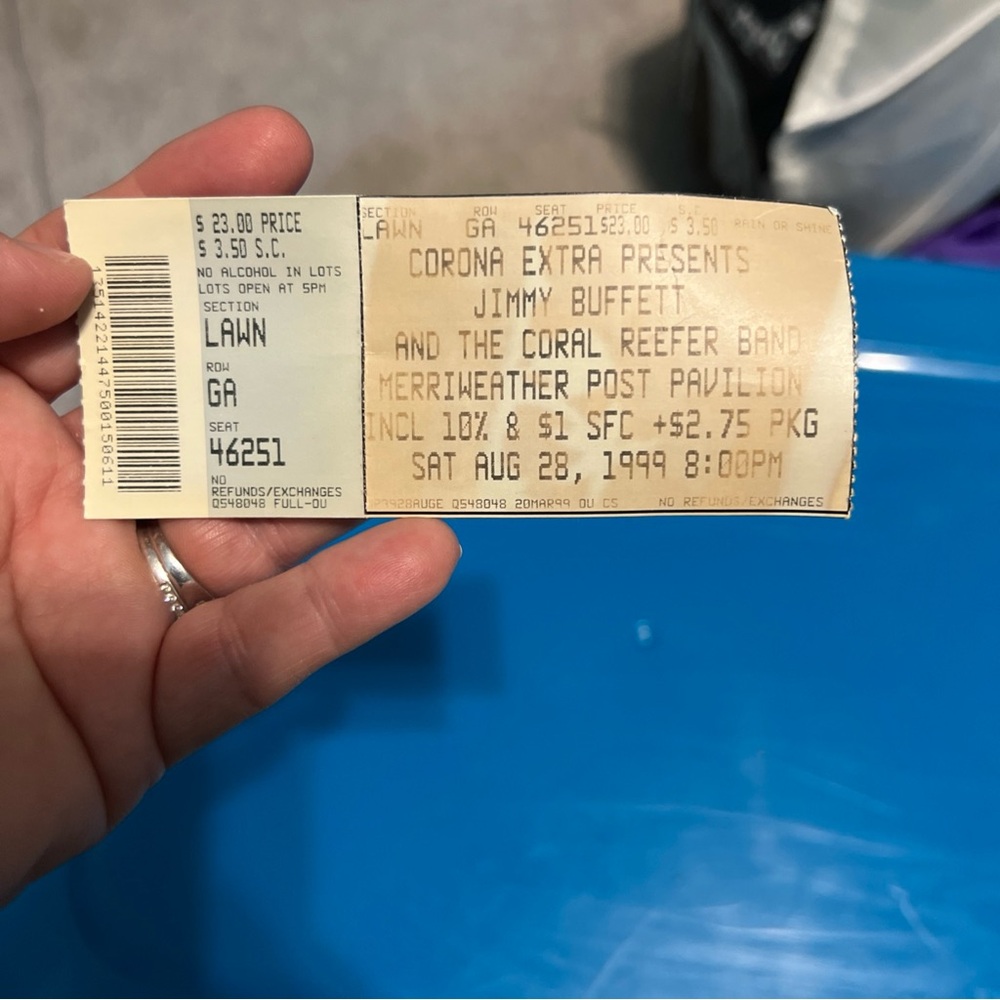 Jimmy Buffett concert ticket 1999 unused